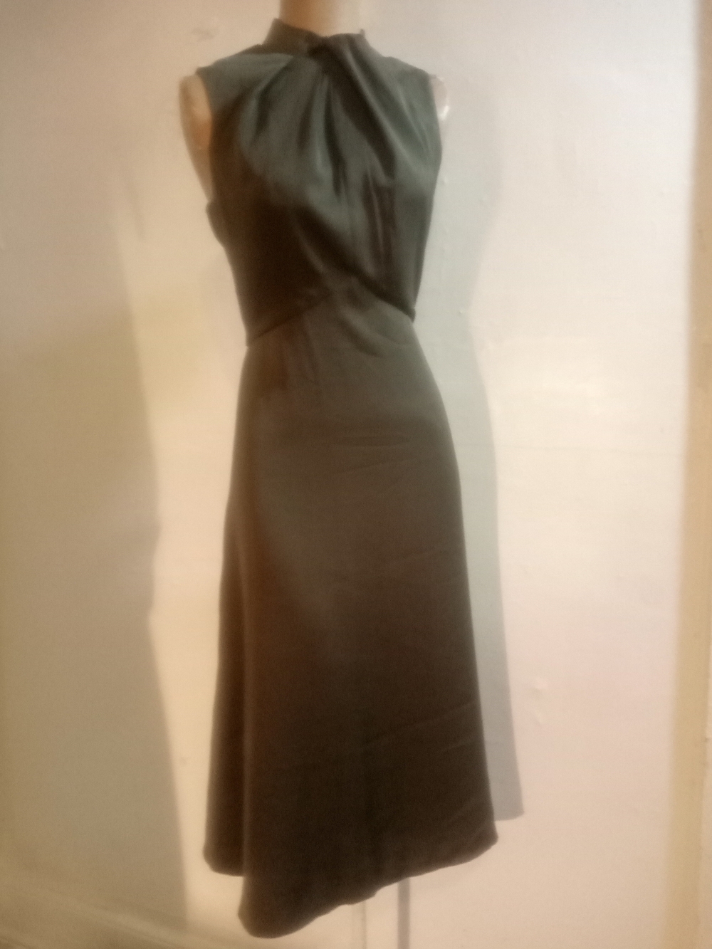 Banana Republic Olive Green Sleeveless Twist-Neck Midi Dress